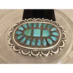 Vintage J & E Wilson Sterling Silver Turquoise Navajo Brooch
